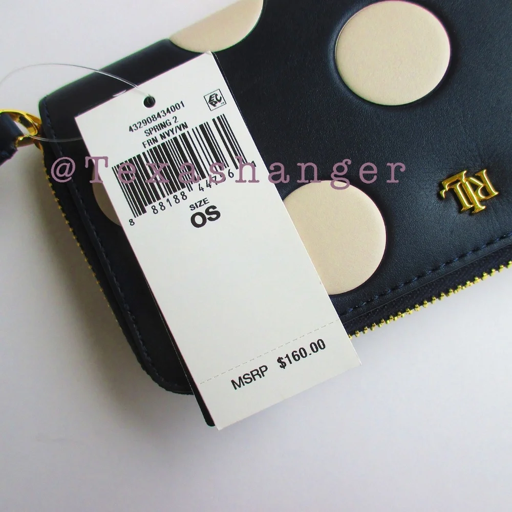 NWT Lauren Ralph Lauren Polka Dot Debossed Leather Continental Wallet - Picture 10 of 10
